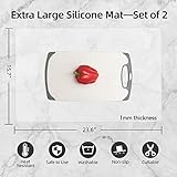 2 Pack Silicone Mats for Kitchen Counter, Treerit Non-slip Waterproof Large Countertop Protector Mat, Heat Resistant Mat, Silicone Craft Mat, Silicone Placemat, 23.62 x 15.75 Inches, White-Translucent