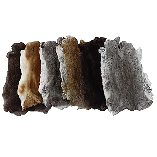 ZSCYD-yingda1992 5pcs Assorted Bulk Craft Grade Natural Rabbit Hide Skin Quality Rabbit Pelts Perfect for Decoration, Cat/Dog Toys, Sewing, or Crafting Fur Hide 10" by 14"