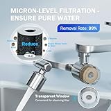 Frizzlife Splash-proof Sink Faucet Extender with Filter, Certified Reduce 99% Lead, Chlorine, 1080° Rotating Tap Aerator, 2 Modes Spray Attachment for kitchen/Bathroom/Toddlers, 9pcs Filter