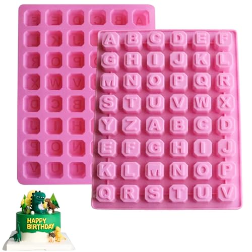 2Pcs Letters Silicone Molds, Silicone 3D Alphabet A-Z Embossed Letter Fondant Chocolate Molds Letters Chocolate Molds 48 Cavities Alphabet Square Fondant Molds Sugarcraft Wedding Cake Decorating Tools