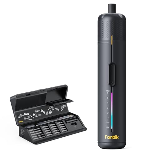 Fanttik S2 Pro 3.7V Electric Screwdriver, Cordless Screwdriver Set, 7 Torque Settings, 0.5 to 6N.m, 20 Magnetic Bits, 1/4''Hex Shank, with 90° Angle Adapter, for Furniture, Household Repairs