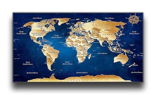 Diamond Art Map World Diamond Painting Kits for Adults Beginner,5D DIY Diamond Art Kits for Adults Full Square Drill Arts,Paint by Numbers Embroidery Kits Gem Art for Home Wall Decoration 24x72in q472