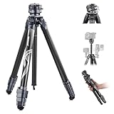 NEEWER LITETRIP LT32 62" Travel Tripod Carbon Fiber with ±15° Leveling 360° Panorama Head, Detachable Center Axis, Fast Flip Buckle, Arca QR Plate Compatible with Peak Design Capture V3, (Former TP62)