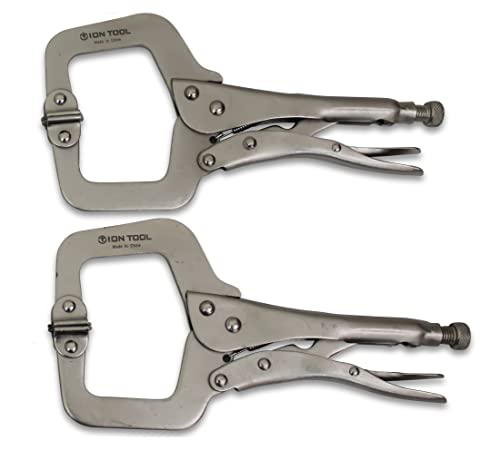 ION TOOL 2 Pack - 11” C-Clamp Locking Pliers, Swivel Pads