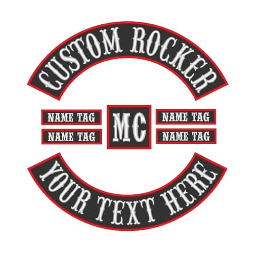 Custom Embroidered Full Set Patches - Rocker Name Tag MC Motorcycle Biker Sew on Patch (8"~14") - (F)