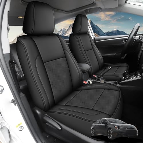 AOMSAZTO Fit for Toyota Corolla L LE XLE, LE Eco Sedan 2007-2019 Seat Covers Full Set Waterproof Custom Fit for Breathable Faux Leather Black Car Seat Covers Protector Cushion Accessories