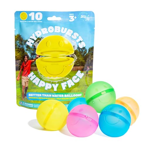 Hydroburst 10-pack Reusable Water Balloons by Relatable, For The Pool, Beach Toys And Outdoor Play Toys, Includes 10 Refillable Balloons With Smiley Faces