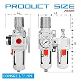 NANPU 3/8" NPT Compressed Air Filter Regulator Lubricator Combo, Water/Oil Trap Separator - Gauge(0-150 psi), Poly Bowl, Semi-Auto Drain, Bracket