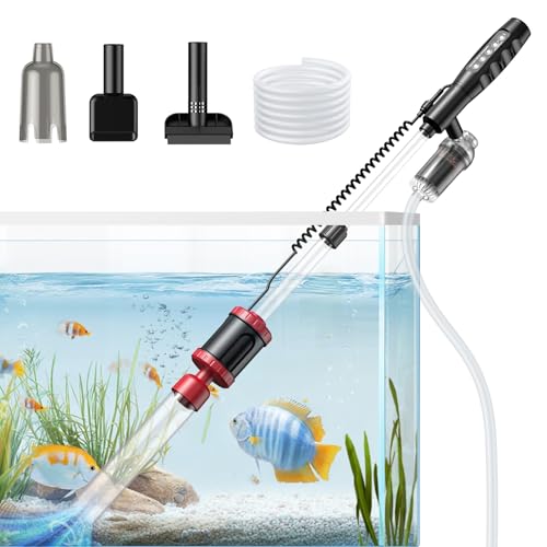 Suness 36W Electric Aquarium Vacuum Gravel Cleaner: Fish Tank Vacuum Gravel Cleaner with Strong Suction for Automatic Water Change Algae Remover Sand Wash Water Shower and Water Circulation, Timed Off