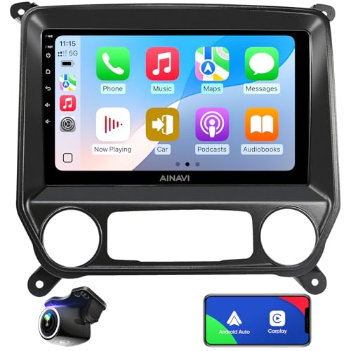 Android Upgrade Car Stereo Radio for Chevy Chevrolet Silverado GMC Sierra 2014-2018 with Camera,Supports Wireless Carplay Android Auto Bluetooth 5G WiFi SWC Mirroring GPS Navigation
