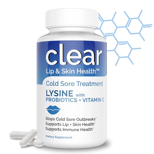 Lysine Cold Sore Treatment for Lips - Lysine Supercharged with Acidophilus Probiotic & Lactobacillus Rhamnosus + Vit. C for Lip and Skin Health - Immune Support for Effective Prevention and Clear Skin