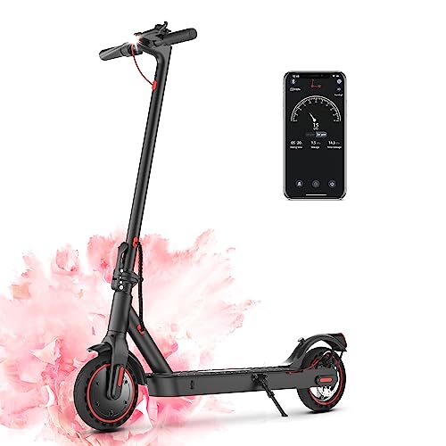 iScooter Electric Scooter Adults, 18 Miles Travel Range, 19 Mph Top Speed, Foldable Scooter Electric with 8.5 Inch Solid Tire, Smart APP, Double Braking Systems, Escooter for Teenage and Adults- Black
