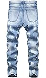 HENGAO Mens Ripped Skinny Slim Fit Stretch Jeans, Fashion Distressed Destroyed Comfort Straight Leg Denim Pants, 1161 Light Blue, 34