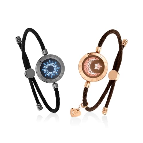 TOTWOO Long Distance Touch Bracelets for Couples, Vibration & Light up for Love Couples Bracelets | Long Distance Relationship Gifts for Girlfriend Bluetooth Pairing Jewelry