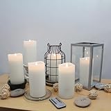 Stonebriar 6 Count White Real Wax 3x6 Flameless LED Pillar Candles with Remote and Timer