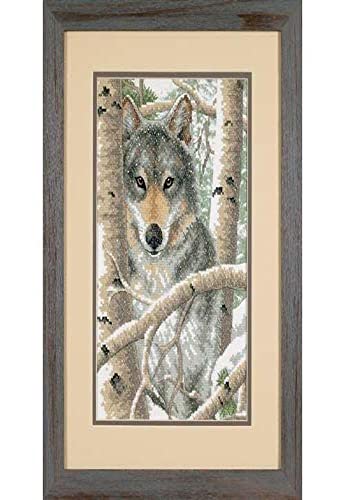 Dimensions 'Wintry Wolf' Stamped Cross Stitch Kit, 9'' W x 14'' H Gray