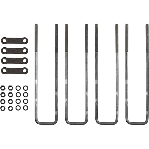 Buyers Products UB623516 16 Inch Square Bend U-Bolt Kit, 4 Complete U Bolt Kits, 5/8" Bolt, 1/2" x 4 1/4" Tie Bars, Grade 5 Equivalent Hardware