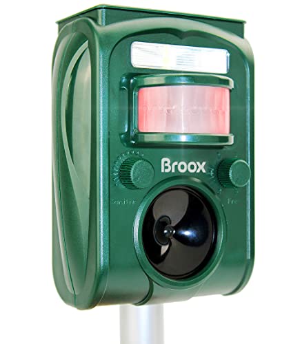 Broox 2025 Upgraded Solar Animal Repellent, Cat Repellent Outdoor, Squirrel Repellent, Deer Repellent, Ultrasonic pest Repeller, Waterproof Motion Detection, Dog, Raccoon, Skunk, Rabbit, Rodent