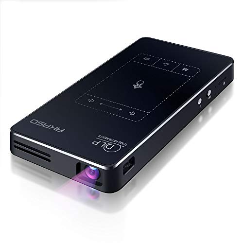 AKASO WT50 Mini Projector with WiFi and Bluetooth, 1080P DLP Portable Movie Projector Home and Outdoor, Built-in Battery & Android System, Cookie Projector for iPhone and Phone