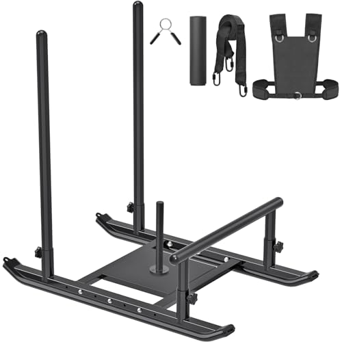Dolibest Heavy Duty Weight Sled, Fitness Sled, Workout Sled for Fitness Strength Training and Speed Improvement, Push-Pull Prowler Training, Suitable for 1-2" Weight Plates, Black