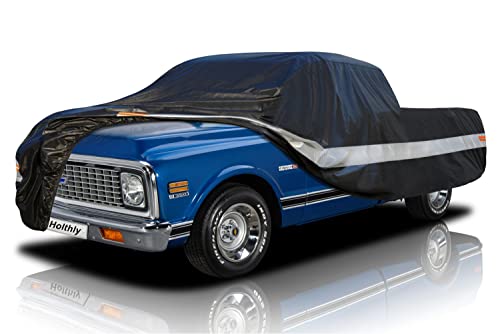 Holthly 10 Layers Truck Cover Waterproof All Weather. Pickup Truck Cover Rain UV Protection. Length: Up to 210 inches, Universal Fit Most Regular Cab Short Box Ford F100 Chevy C10 S10 Ram 150 250.