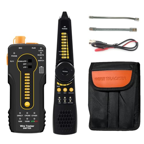 Digital Tone Cable Tracer, WANLUTECH Network Cable Tester Tone Generator and Probe Kit RJ11 RJ45 Cable Test for Cable Continuity Checking NCV Detecting PoE Switch Power Supply Pins