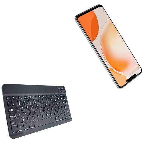 BoxWave Keyboard Compatible with Huawei Nova Y91 - SlimKeys Bluetooth Keyboard, Portable Thin with Chiclet-Style Keys - Jet Black