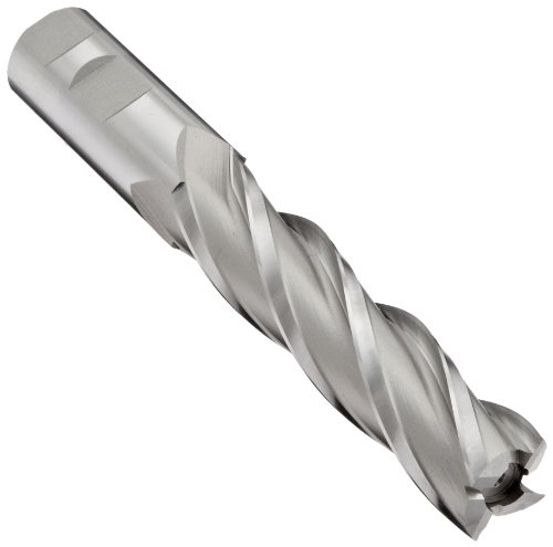YG-1 E1034 High Speed Steel (HSS) Square Nose End Mill, Weldon Shank, Uncoated (Bright) Finish, Non-Center Cutting, 30 Deg Helix, 4 Flutes, 6.5" Overall Length, 1" Cutting Diameter, 1" Shank Diameter