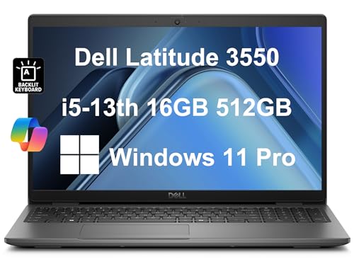 Dell Latitude 3550 Business Laptop (15.6" FHD Anti-Glare, Intel 10-Core i5-1335U (Beat i7-1355U), 16GB DDR5 RAM, 512GB SSD) Backlit Keyboard, Ethernet, FHD Webcam, Win 11 Pro w/AI Copilot, Grey