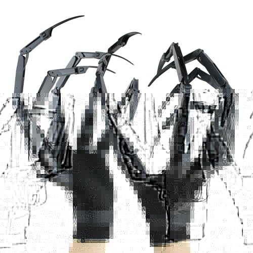 New Articulated Finger Extensions with Protective Glove, Halloween Articulated Fingers with Fingernails, Long Finger Claw with Gloves, Scary and Flexible Skeleton Claws Hands (Black+Black nail)