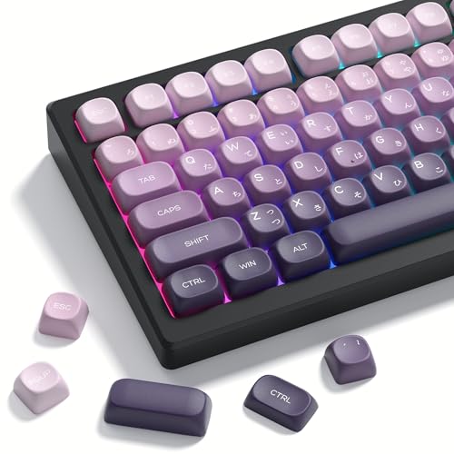 Womier MOA Keycaps Japanese, PBT Keycaps 60 75 100 Percent,Cute Dye-Sublimation 134 Keys Custom Keyboard Key Cap for Cherry Gateron MX Switches Mechanical Keyboards, Gradient Purple