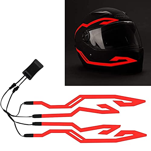4PCS Upgrade Rechargeable Motorcycle Helmet Light, Night Riding Signal Helmet EL Light Sticker, 3 Mode Led Helmet Light Strip Accessories for Motorcycle, Bike Helmet (Red, Rechargeable Powered)