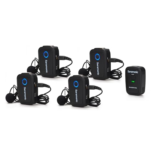 Saramonic Blink 500 T4 4-Person Wireless Lavalier Mic System, 2.4GHz, 328ft Range, 4 Transmitters & 1 Receiver, 24-Bit Sound, for DSLR, Camcorder, Smartphone, YouTube, Interview, Podcast