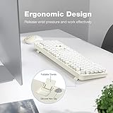 KNOWSQT Wireless Keyboard and Mouse Combo - White-Milky Full-Sized 2.4 GHz 104 Keys Typewriter Cute Keyboard, Round Keycap and Optical Mouse for Windows, Computer, PC, Laptop, Desktop