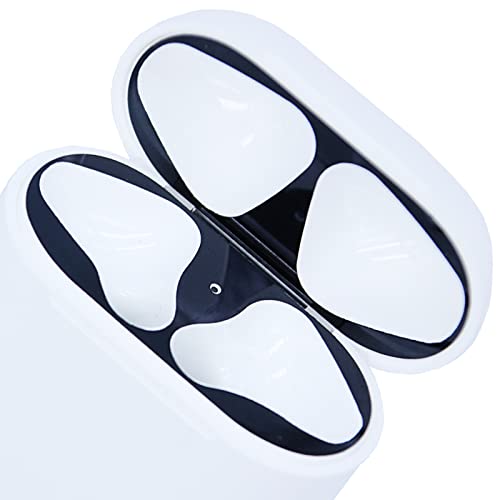 Johncase 2 Sets Dust Guard Sticker Compatible with AirPods Cases 1rd/2rd Generation W/Hole (Black)