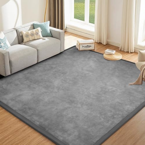 ILPEOD Baby Play Mat 1.2" Thick Memory Foam Nursery Rug Area Rug, 9’2” X 6’7” Yoga Mat Playmat Crawling Mat for Baby,Toddlers, Infants, Kids,Floor Mat Tatami Mat for Living Room with Non-Slip(Grey)