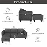 Sectional Sofa Couches for Living Room - L Shaped Cloud Couch-Small Modular 3 Seat-Comfy Linen with Storage Deep Seat Sofa,Washable Covers-Suitable for Living Room-Apartment-Office-Bedroom-Grey