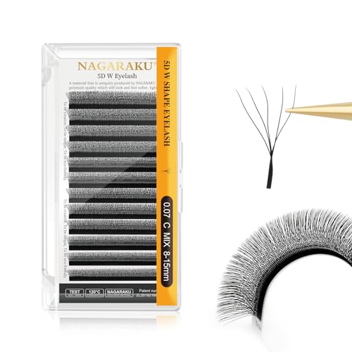 NAGARAKU 5D W Shape Eyelash Extension Supplies Natural Soft Volume 0.07mm C curl 8-15mm Mix Premade Fans Faux Mink Matte Black Cluster Easy Fanning False Lashes