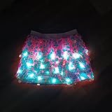 NIWOTA LED Light up Skirt with Sequin Flash Sparkly Short Skirt Led Rave Costume Festival Outfits Great for Parties Halloween