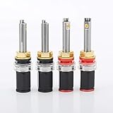 Audiocrast 4X HiFi Speaker Binding Post Connectors Rhodium-Plated Audiophile Banana Plug Socket Jack 4MM Amplifier Speaker Terminals M8 Threaded Hi-end Audio Video Cable Plugs - Long