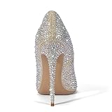 Elisabet Tang Women Pumps, Pointed Toe High Heel Glitter Rhinestone Heels Sparkly Prom Shoes Gold Glitter Size 10