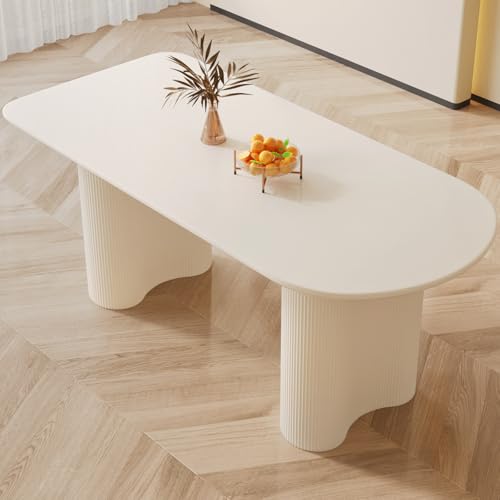 62.99" Dining Table for 4/6,Modern Light Luxury Dinner Table,High Temperature&Wear Resistance Delicate Dinner Table for Kitchen,Dining Room-White