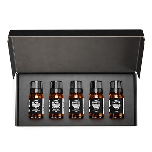 AirScent Hotel Diffuser Oil Gift Set - 5 Star Hotel Scents - 10 mL, 0.34 fl oz Fragrance Oil Set - Inspired by Westin White Tea, Edition, Marriott, Fairmont and The Ritz Carlton Signature Scents