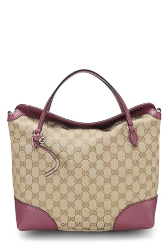 Gucci, Pre-Loved Pink Original GG Canvas Bree Handbag, Pink