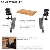 VIVO Height Adjustable Clamp and 12 inch Rail Set for DIY Custom Wooden Keyboard Trays (Tray Not Included), Under Desk Pull Out Slider Track with C-clamp Mount System, Black, MOUNT-RAIL02H