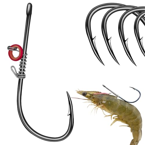 Xuvrir 6pcs Fishing Hooks,Carbon Steel Barbed Fishing Hooks with Holes,Live Shrimp Fixed Hooks,That Can Adapt to Various Fishing Environment (30, Set-#2/0 10PCS,#3/0 10PCS,#4/0 10PCS)
