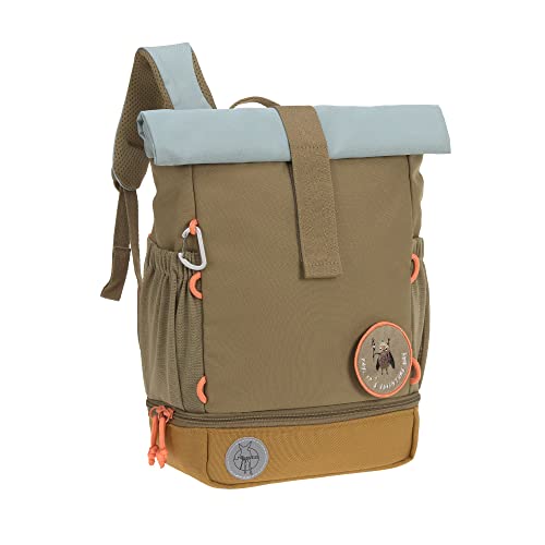 Lässig Mochila de jardín de infancia Mochila infantil con correa para el pecho repelente al agua, 11 litros/Mini Rolltop Backpack Nature olive