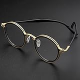 GSKDZG Retro Reading Glasses Round Readers Blue Light Blocking Presbyopic Glasses For Men Women Fashion Computer Glasses(Black gold,+2.5)