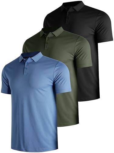 Tchumum Polo Shirts for Men Golf 3 Pack Performance Work Moisture Wicking Polyester Athletic Quick Dry Fit Breathable Lightweight Sport Mesh Polos (Multipack 1, 4XL)