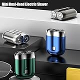 Electric Razor, Rechargeable Waterproof Electric Razor, Portable Mini Shaver for Men, Dual-Head Rotary Trimmer for Beard & Face, Afeitadora Eléctrica para Hombre,Wet&Dry Use with Low-Noise (#D)